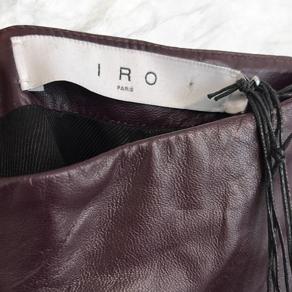 (80% OFF) NWT IRO LAMBSKIN Hita Ruffled Leather Mini Skirt Berry 4 MSRP $795 - Picture 4 of 6